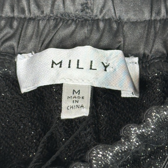 Milly Ramona Metallic French Jersey Pants Black M Drawstring Party Holiday NWT - Picture 6 of 11